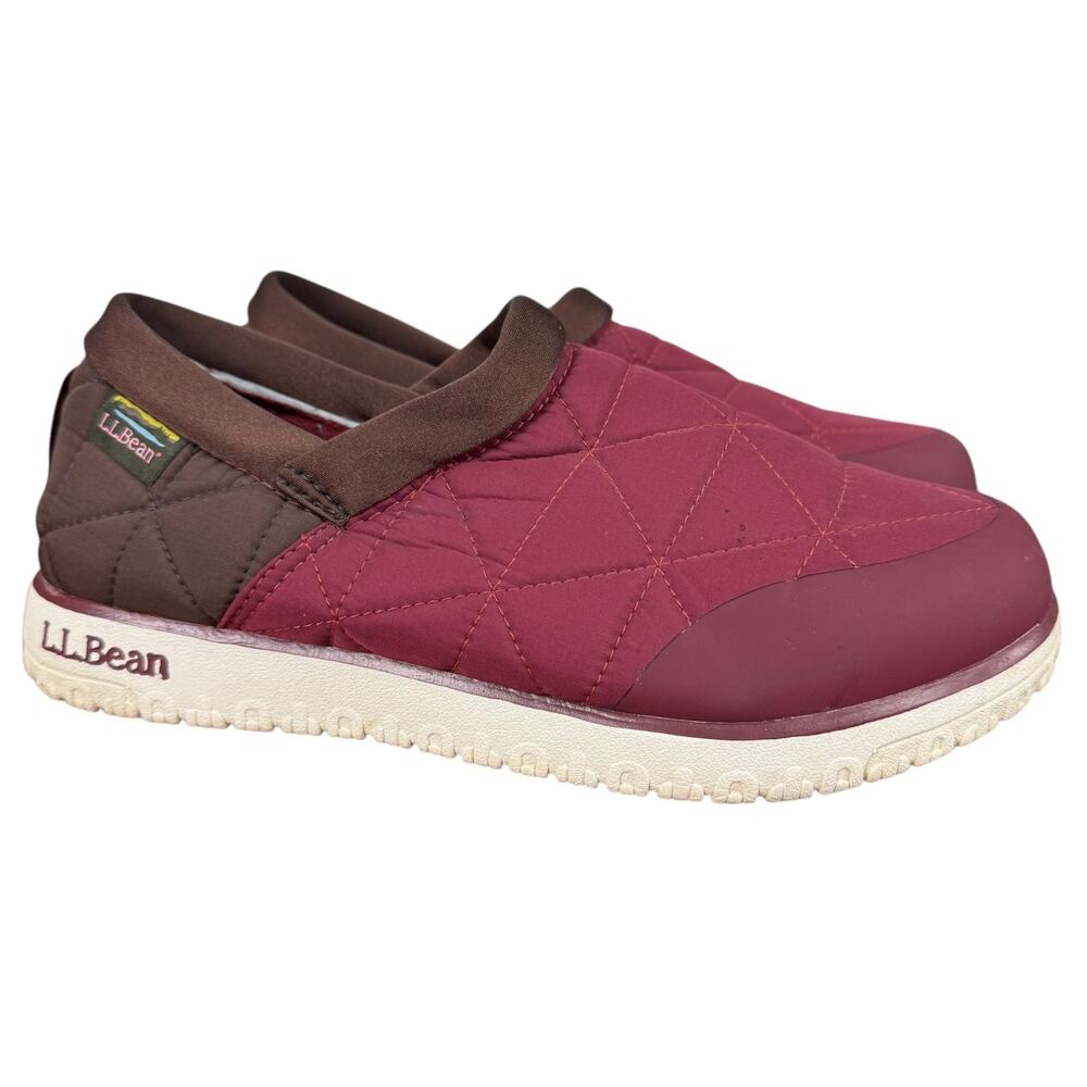LL Bean Ultralight Primaloft Womens Quilted Burgundy Loafers Sneakers Shoes sz 9